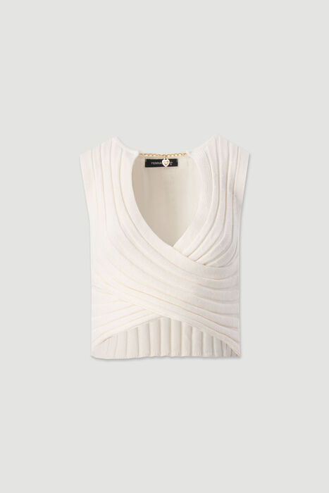 Top de Malha com Decote em V e Detalhe Entrançado Ferrache