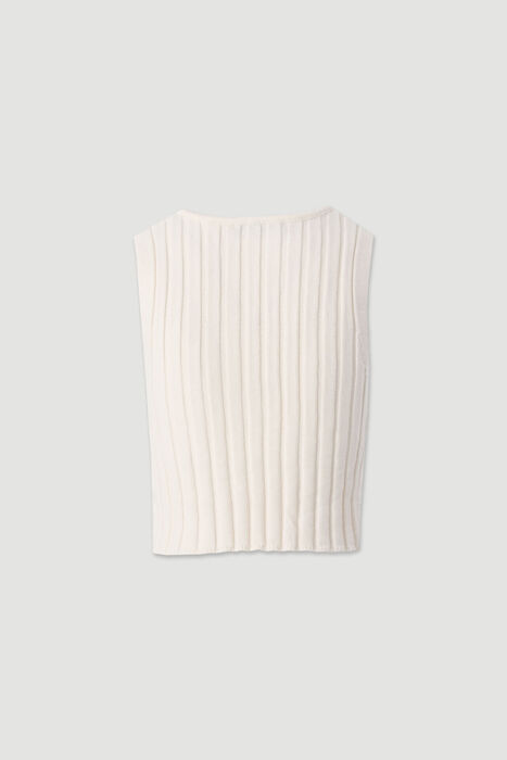 Top de Malha com Decote em V e Detalhe Entrançado Ferrache
