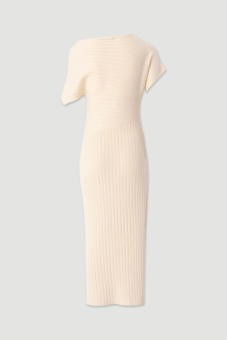 Vestido Midi em Malha com Decote Assimétrico e Racha Lateral Ferrache