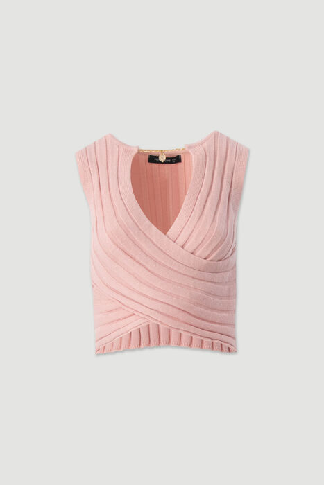 Top de Malha com Decote em V e Detalhe Entrançado Ferrache
