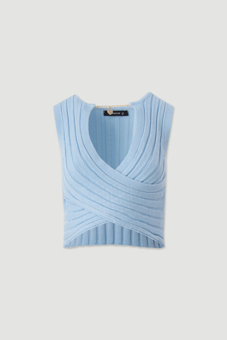 Top de Malha com Decote em V e Detalhe Entrançado Ferrache