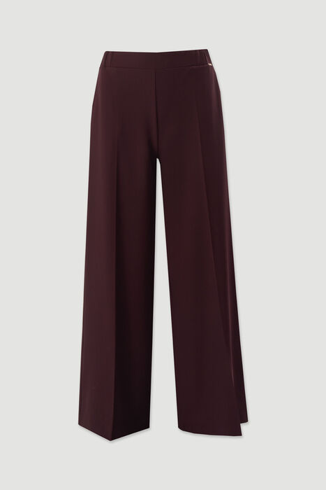 Calça Wide Leg em Tecido Fluido Bordô Ferrache | For You