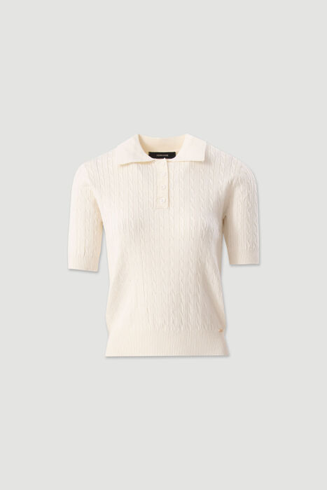 Polo de Malha Texturada Cru com Tranças Ferrache | For You