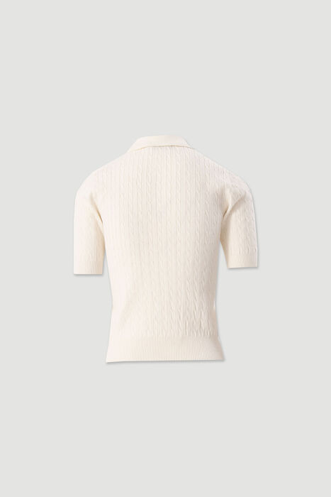 Polo de Malha Texturada Cru com Tranças Ferrache | For You