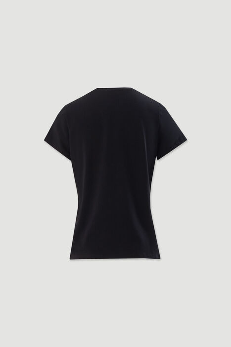 T-Shirt em Algodão Preta com Bordado Ferrache | For You