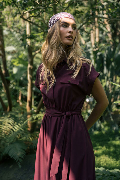 Vestido Midi Camiseiro Bordô com Cinto Ferrache | For You