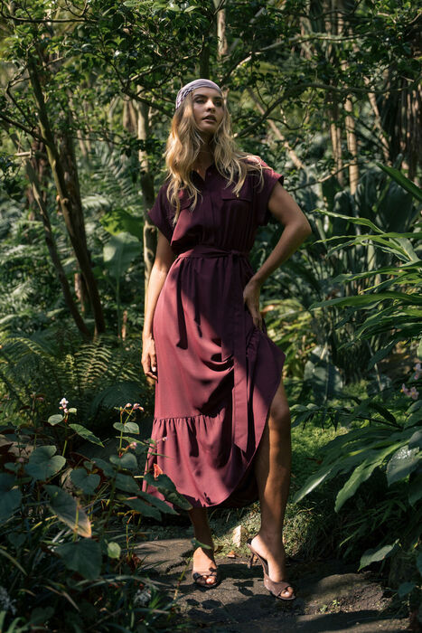Vestido Midi Camiseiro Bordô com Cinto Ferrache | For You
