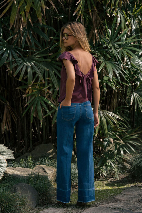 Jeans Wide Leg com Detalhe na Bainha Ferrache | For You
