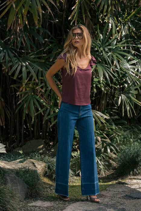 Jeans Wide Leg com Detalhe na Bainha Ferrache | For You