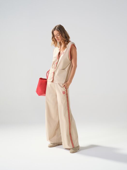 Calça Wide Leg Camel Gusi