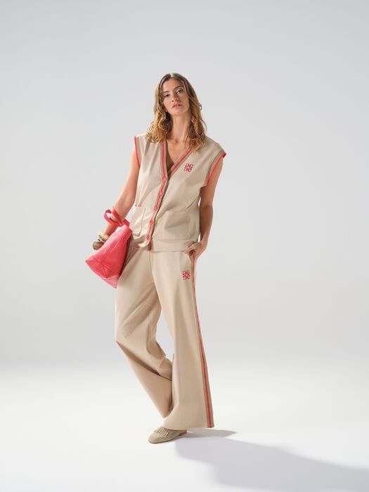 Calça Wide Leg Camel Gusi