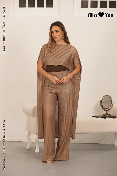 Pantalona em Rede Dourada com Brilho Miss You | For You