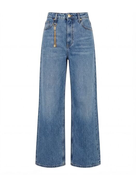 Calça de ganga com acessório metálico Scripta