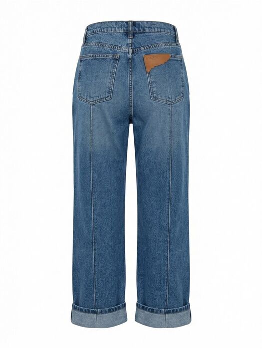 Calça de ganga wide leg com dobra na baínha Scripta