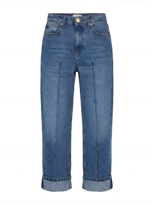 Calça de ganga wide leg com dobra na baínha Scripta