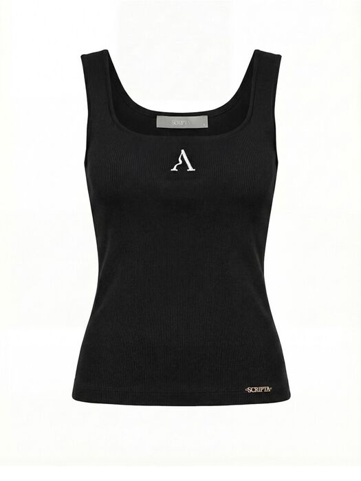 Top de decote quadrado com logo Scripta