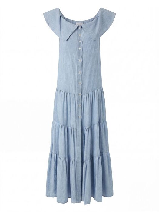 Vestido comprido em linho com decote quadrado Scripta