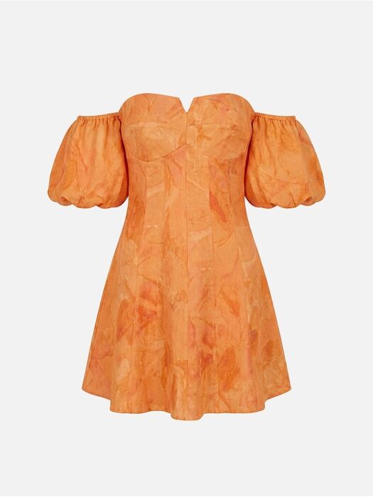 Vestido Curto com Decote Coração e Mangas Scripta