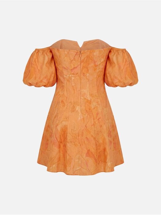 Vestido Curto com Decote Coração e Mangas Scripta