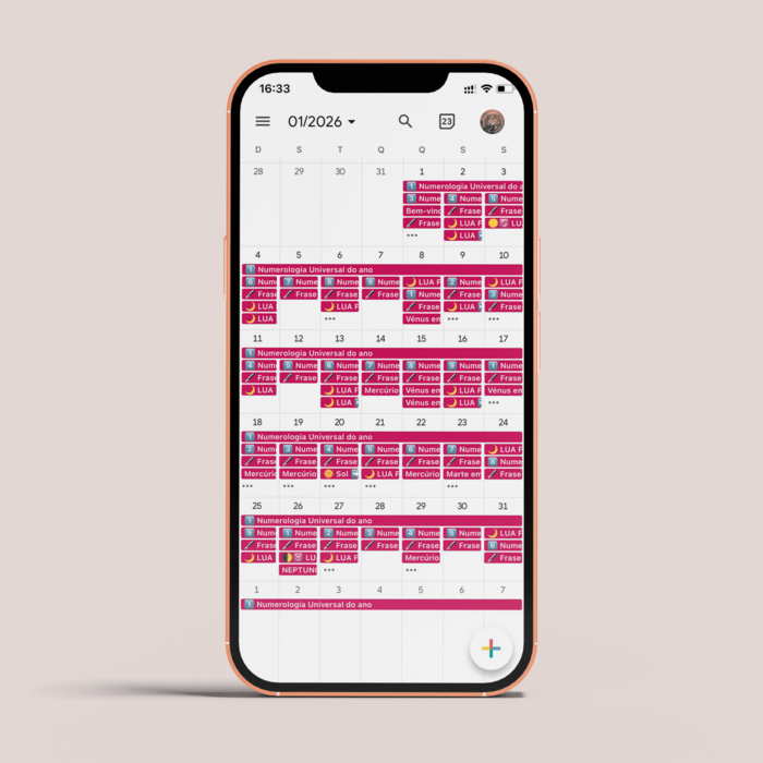 Agenda Simbólica Digital 2026, para o calendário do google e apple
