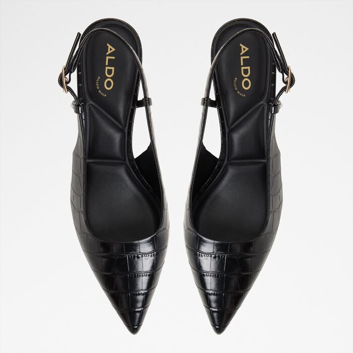 Stiletto heeled shoes in black leather - ADAN