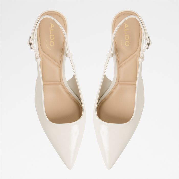 Stiletto heeled shoes in white leather - ADAN