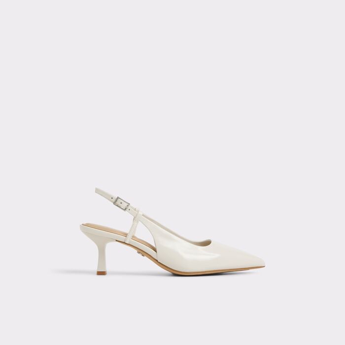 Stiletto heeled shoes in white leather - ADAN