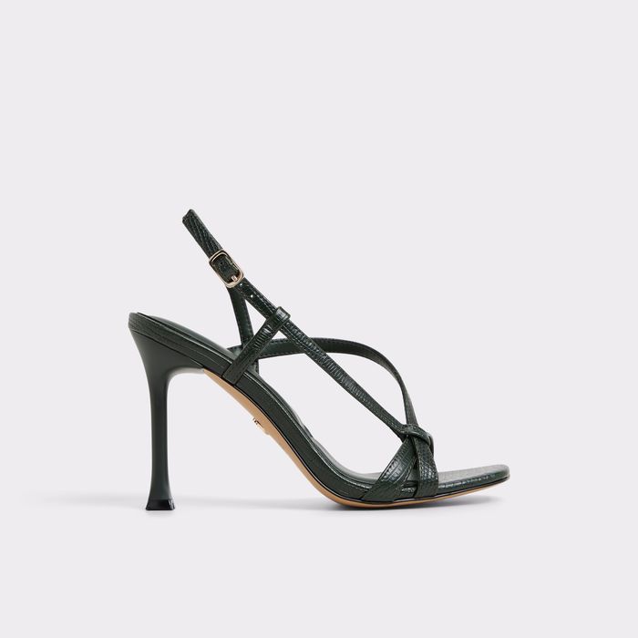 Kitten heeled sandals in green - AELARA