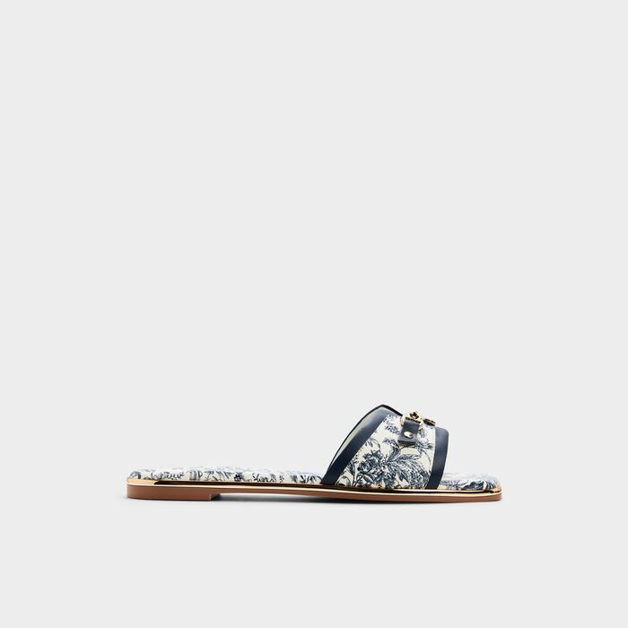 Flat sandals in navy - ALAMASSI