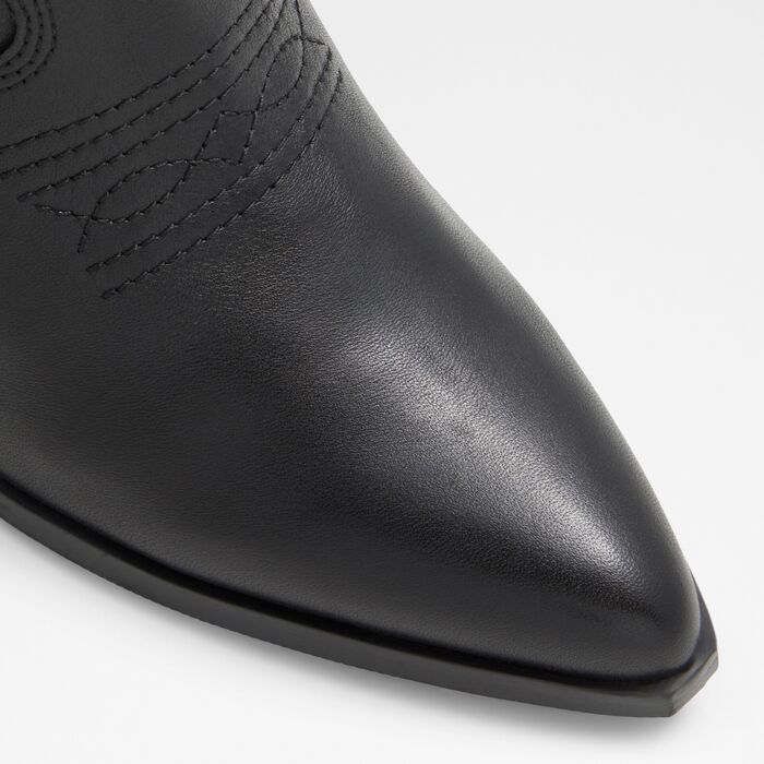 Block heeled boots in black leather - ALAMO