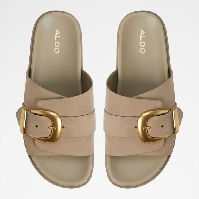 Flat sandals in beige leather - ALENANA