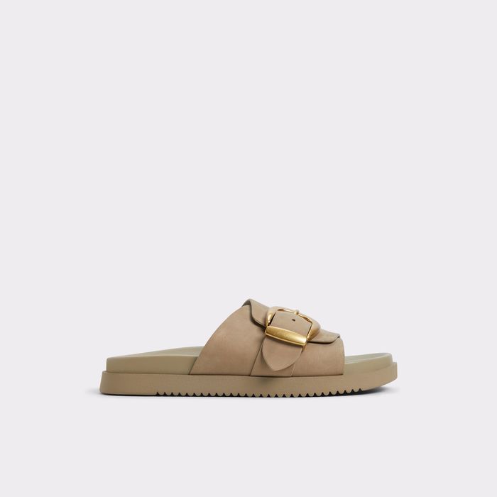 Flat sandals in beige leather - ALENANA