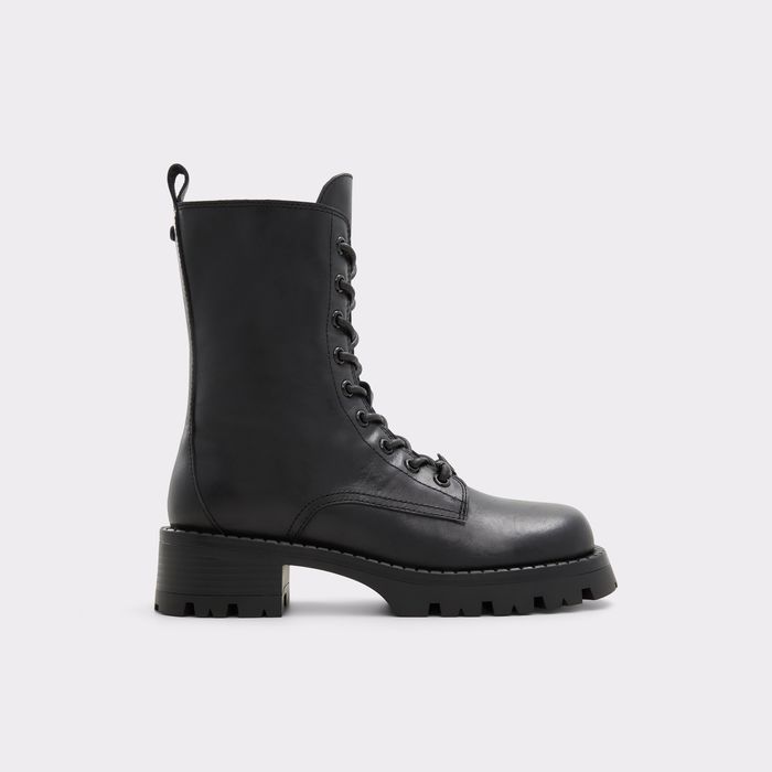 Flat ankle boots in black leather - ALLEA