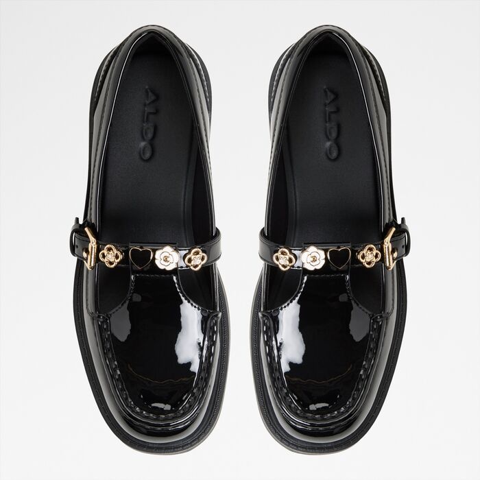 Flat loafers in black patent - ANTONELA