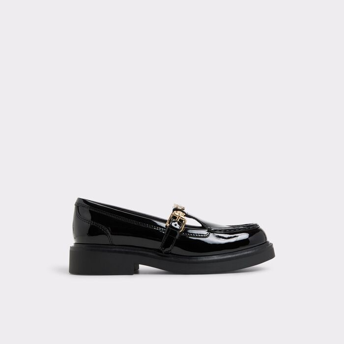 Flat loafers in black patent - ANTONELA