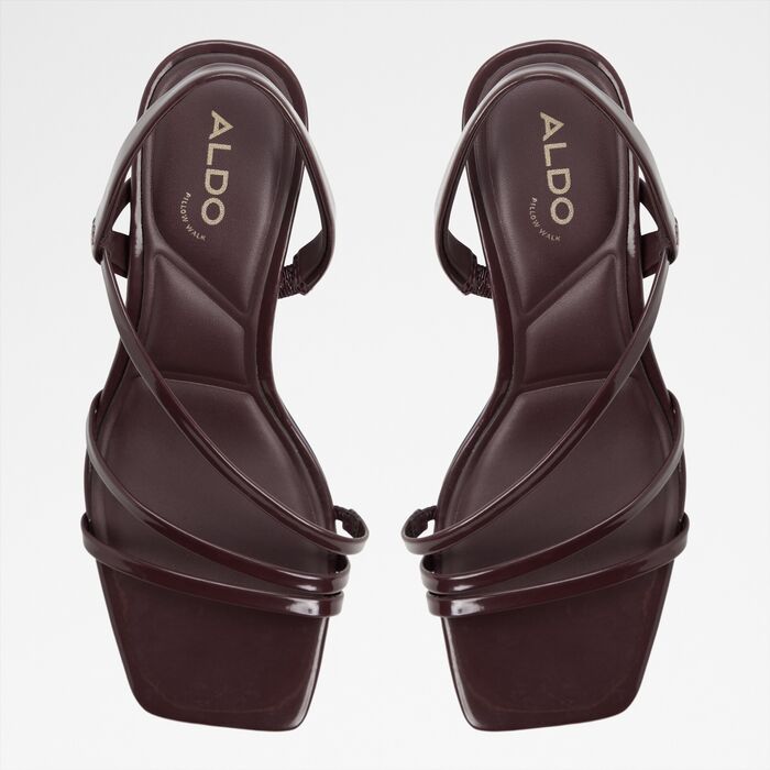 Block heeled sandals in bordo patent - ATLANTICUS