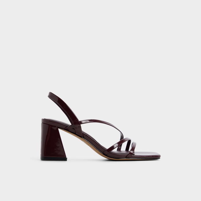 Block heeled sandals in bordo patent - ATLANTICUS