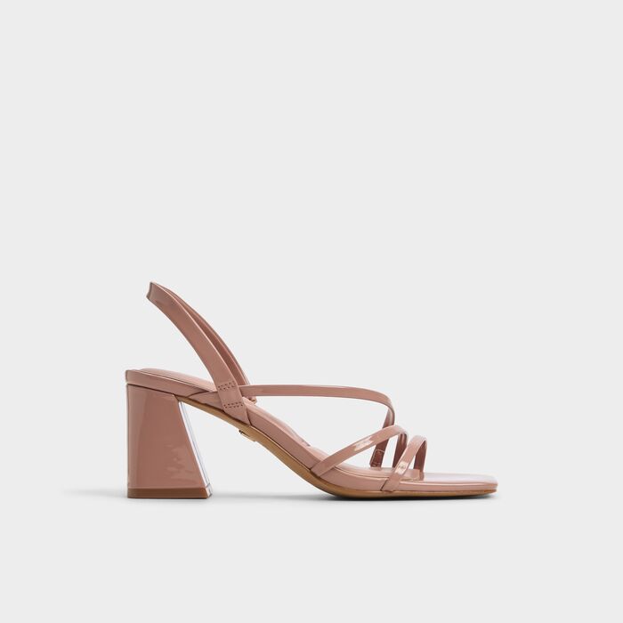 Block heeled sandals in pink patent - ATLANTICUS