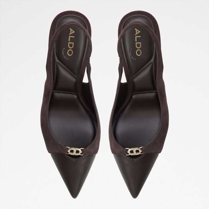Stiletto heeled shoes in brown leather - AUGUSTAS