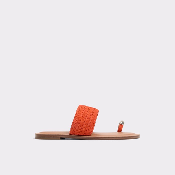Flat sandals in orange leather - BEACHWALK