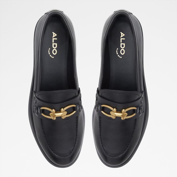 Flat loafers in black leather - BISSOM