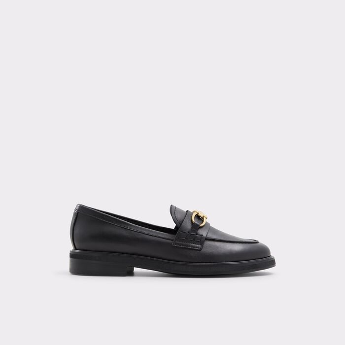 Flat loafers in black leather - BISSOM