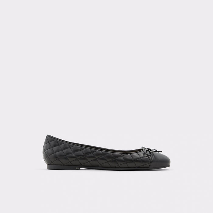 Flat ballerinas in black leather - BRAYLYNN