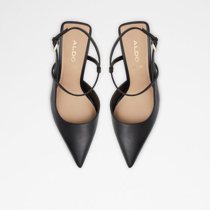 Stiletto heeled shoes in black leather - BRUNETTE