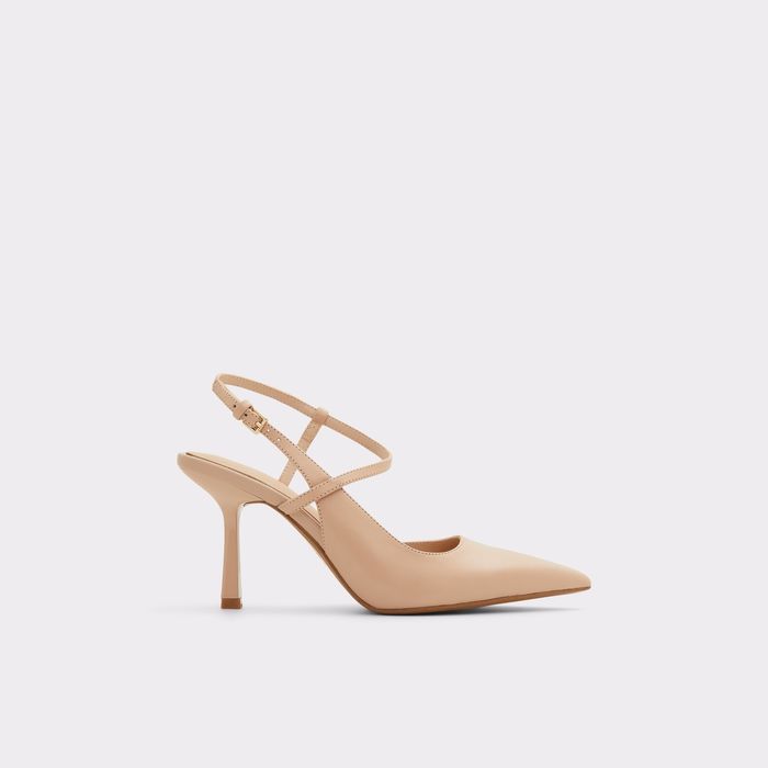 Stiletto heeled shoes in beige leather - BRUNETTE