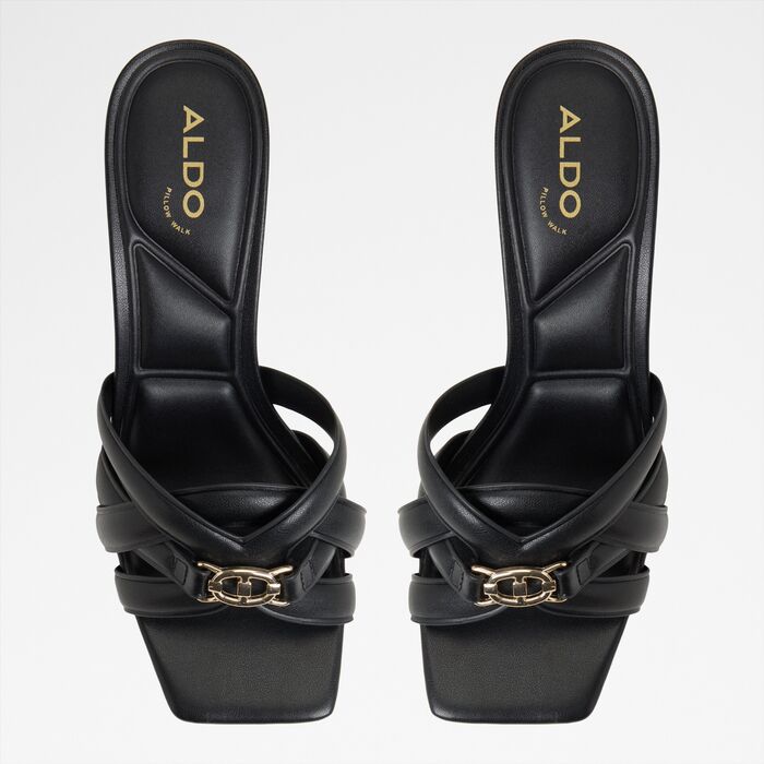 Kitten heeled sandals in black - CALYRA