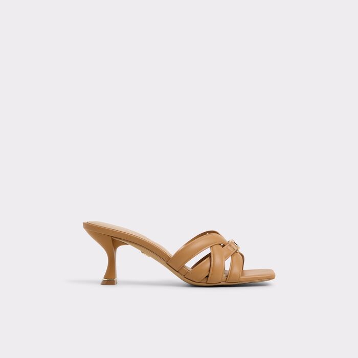 Kitten heeled sandals in cognac - CALYRA