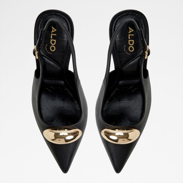 Stiletto heeled shoes in black leather - CAMBERLEY