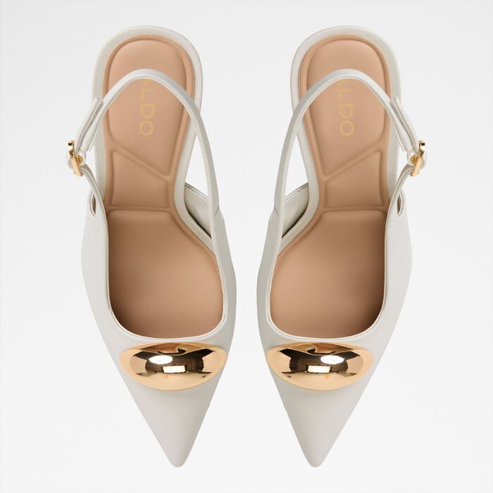 Stiletto heeled shoes in white leather - CAMBERLEY