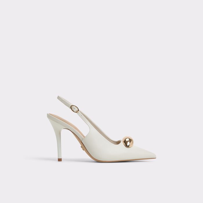 Stiletto heeled shoes in white leather - CAMBERLEY